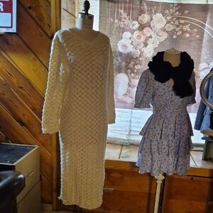 White Knit Long Sleeve Dress